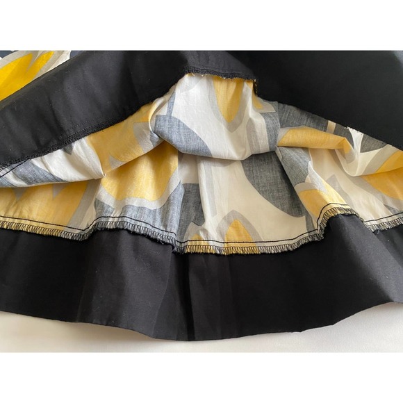 Pleated Skirt A-Line 7 Tulip Print Black Yellow Cotton by Speechless - Picture 6 of 8